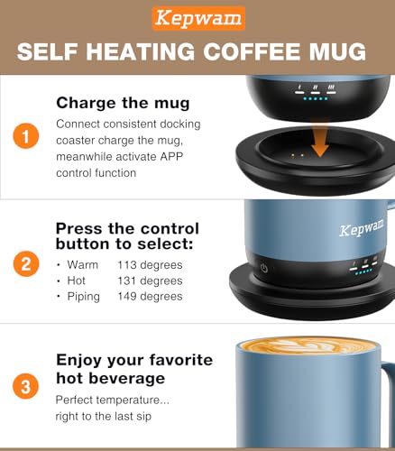 Smart Self-Heating Coffee Mug, 16oz Rechargeable Electric Heated Mug