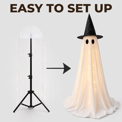 Yumiio Light Up Halloween Ghosts 2-Pack, Adjustable Height LED Decor