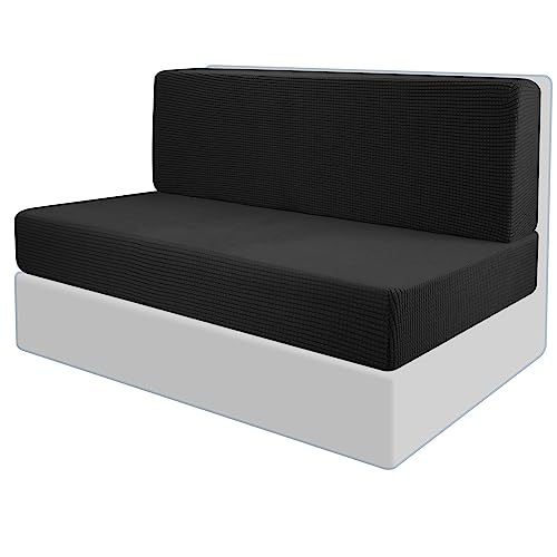 RV Dinette Cushion Covers - Stretchable Sofa Furniture Protector (Black)