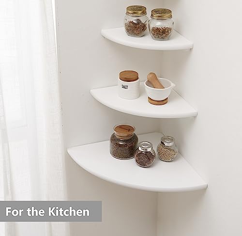 7-Inch Solid Oak Wood Floating Corner Shelf, Wall Mount Display Rack