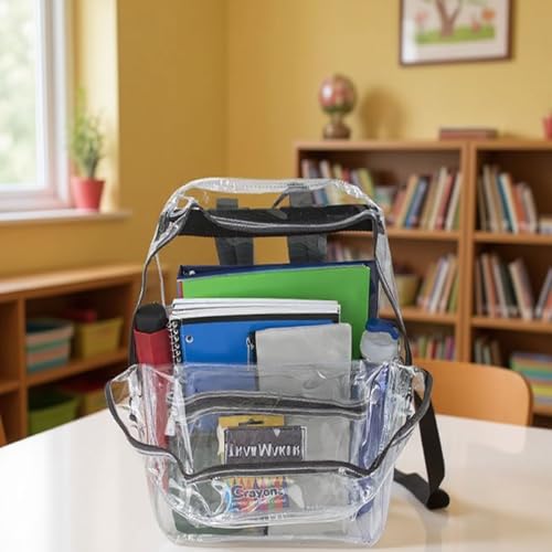 Heavy-Duty Clear Backpack with Padded Straps - Stadium Approved School Bag