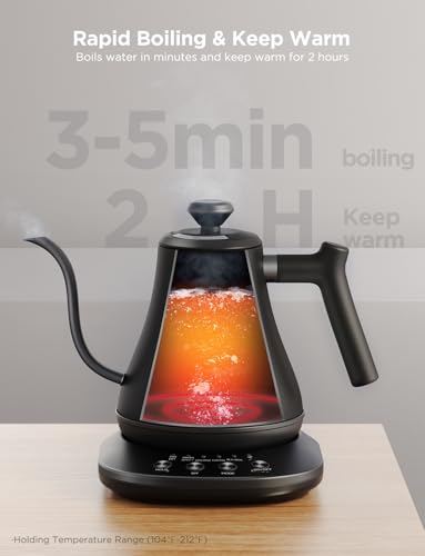 Smart Electric Gooseneck Kettle, WiFi Variable Temperature Tea Kettle, 0.8L
