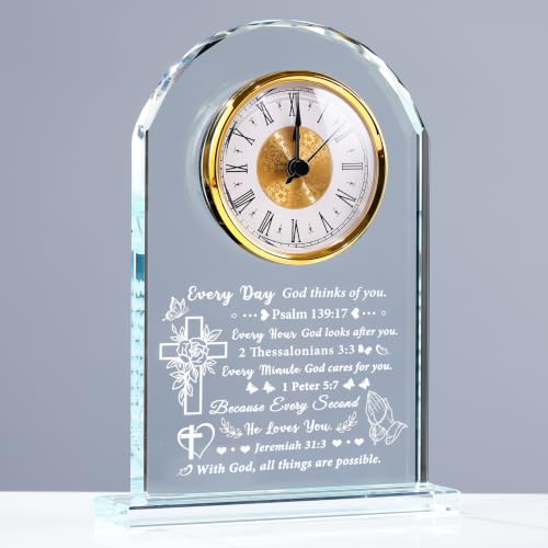 Christian Gifts for Women Men: Glass Clock with Bible Verse (Variation: Christian Gifts) – Inspirational Home Decor