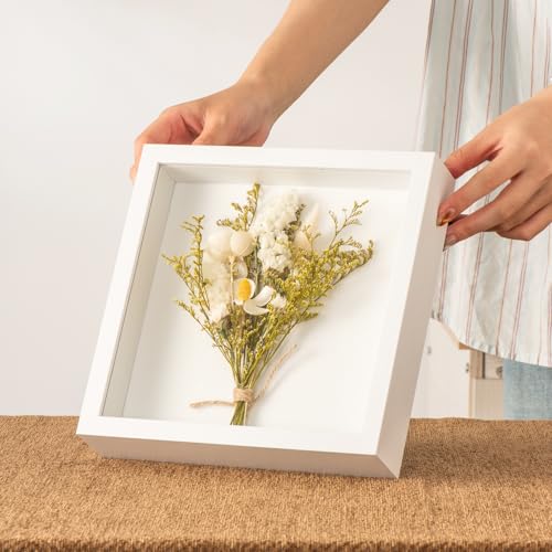 8x8 Shadow Box Frame with Glass Display Case for Keepsakes and Photos