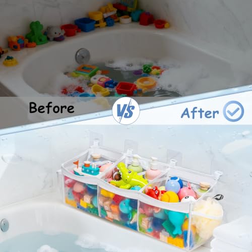 Extra Large Bath Toy Organizer (2 Pack) - Quick-Dry Mesh Bathtub Storage Net