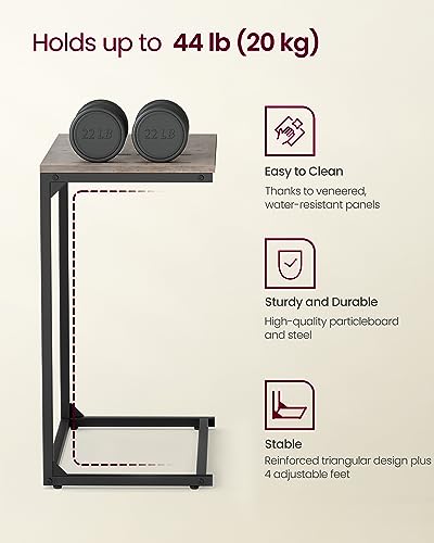 C-Shaped Industrial End Table, Small Side Table for Couch or Bedside