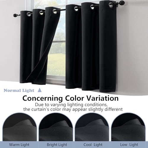 Blackout Kitchen Curtains - 2 Panels, 40 x 24 Inch, Light Blocking
