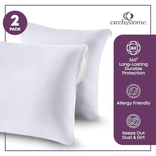 100% Cotton European Pillow Protectors - 26x26 Square Case - 4 Pack
