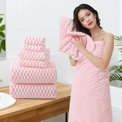 6-Piece Microfiber Bath Towel Set, Oversized Bath Sheets and Hand Towels