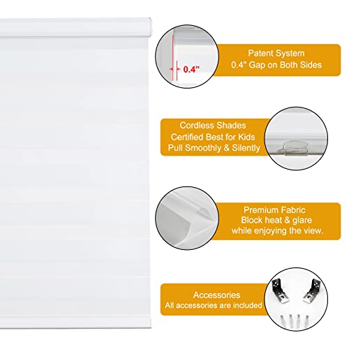Cordless Zebra Roller Window Shades - Dual Layer Light Control (24" x 72")