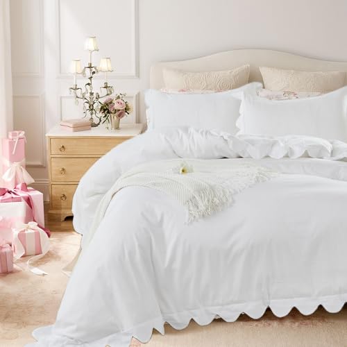 Organic Cotton Scalloped Edge Duvet Cover Set - Full/Queen Bedding