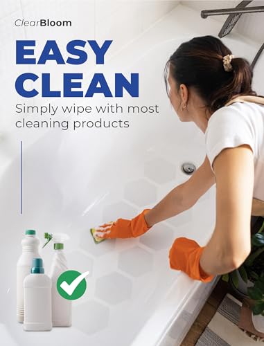 Clear Bloom Non-Slip Shower Stickers - 24 Pack 3.25" Hex Bathtub Grips