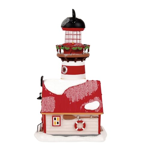 Light-Up Christmas Village Lighthouse Figurine - Hand-Painted Tabletop Decor