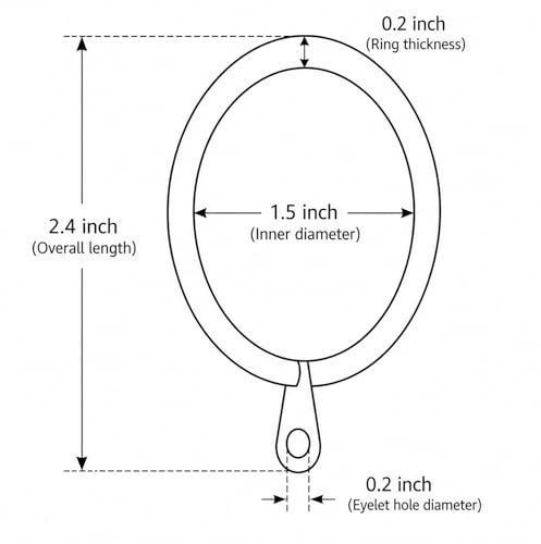 14-Piece Oil-Rubbed Bronze Curtain Rings, 1.5-Inch Inner Diameter