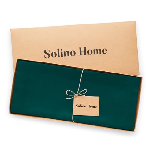 Dark Green Dru Cotton Linen Table Runner 14 x 72 in | Solino Home