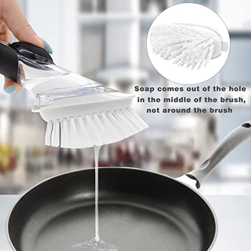 Dish Brush Replacement Heads 4-Pack - Soap Dispensing Refills (White)