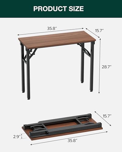 36-Inch Folding Laptop Desk, Portable Collapsible Study Table for Small Spaces