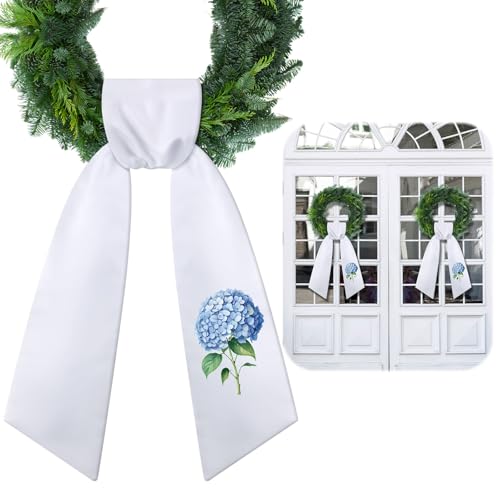 Hydrangea Wreath Sash Satin Ribbon for Front Door 2 Pcs 56x4.5 Inch
