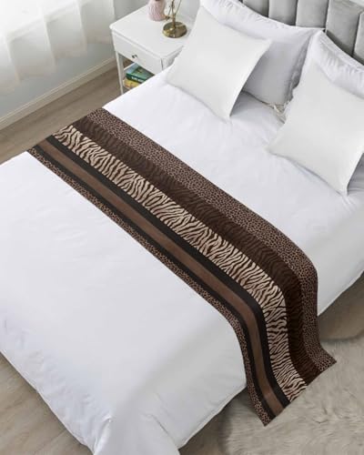 Queen Satin Bed Runner - Animal Print Decorative Scarf Protector (83 x 20 in)