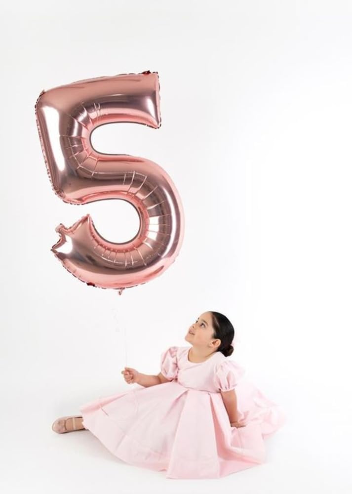Skiennix 40-Inch Balloon Numbers - Elegant Rose Gold Balloons for 5th Birthday & Wedding Decor