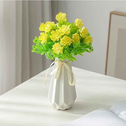 Geometric Origami Ceramic Flower Vase - 7.9 Inch Modern White Home Decor