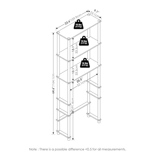 3-Shelf Over-the-Toilet Storage Organizer, Freestanding Bathroom Space Saver