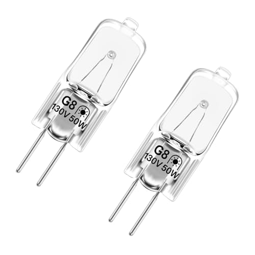 G8 Halogen Microwave Light Bulbs, 130V 50W, 2-Pack for Over-Range Ovens