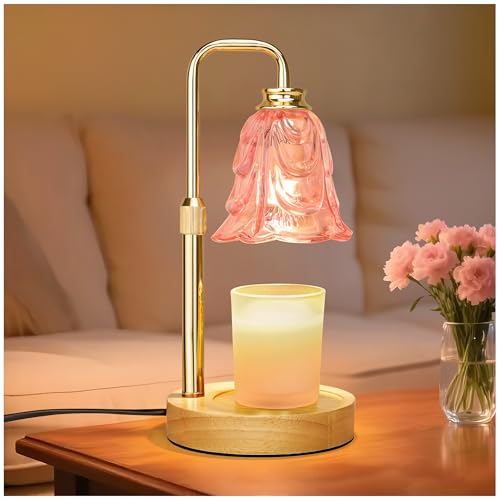 Pink Tulip Candle Warmer Lamp with Timer & Dimmable Light