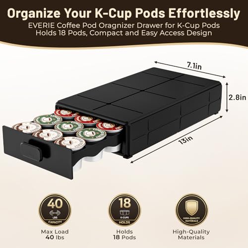 Coffee Pod Organizer Drawer - Holds 18 Pods, Under Machine Storage
