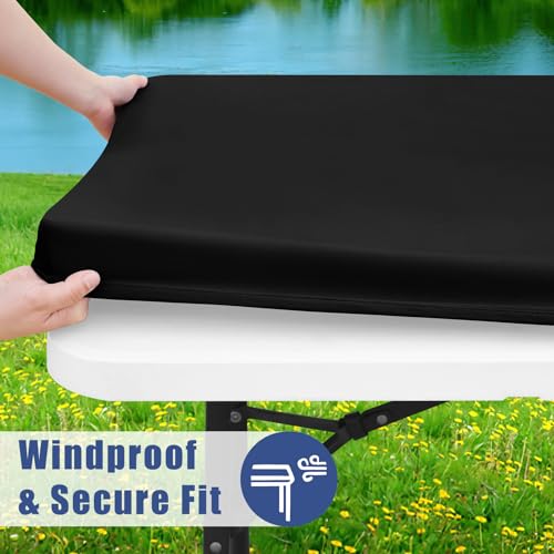 2-Pack 6ft Rectangle Spandex Fitted Tablecloth - Waterproof Stretch Cover