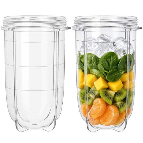 16oz Replacement Blender Cups - 2 Pack, Food-Grade Plastic for 250W Blenders