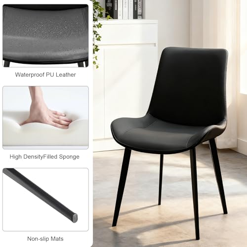Modern PU Leather Dining Chairs Set of 4, Ergonomic Upholstered Kitchen Chairs