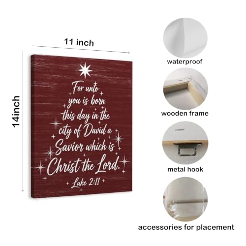 WODMIS Christian Christmas Tree Wall Art Canvas 11x14 Framed Holiday Decor