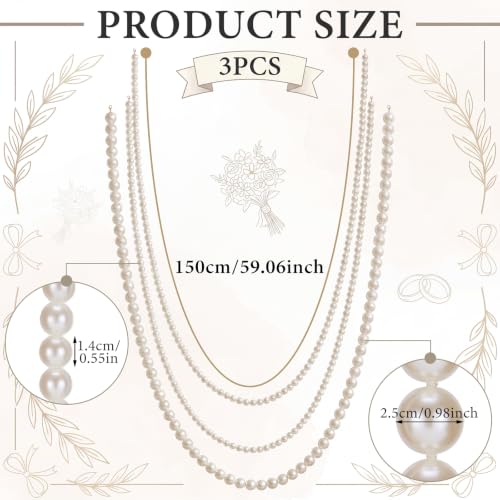 Highergo 3-Piece Giant Pearl Garland Set 4.92 ft Each with 0.98