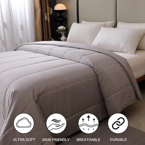 Lightweight Cooling Comforter Quilt - Soft & Breathable King Size (Grey)