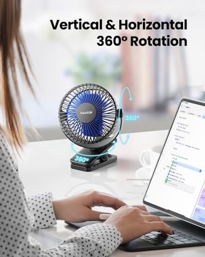 Gaiatop Portable Clip-On Fan, Mini Rechargeable Battery Operated Fan
