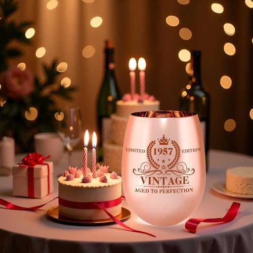 18oz 69th Birthday Wine Glass - Rose Gold Plated Gift for Women