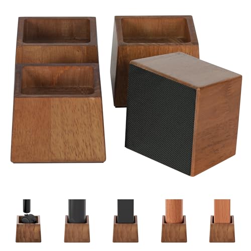Heavy Duty Bed Risers with Non-Slip Pads - 4 Pack Wooden Lifts