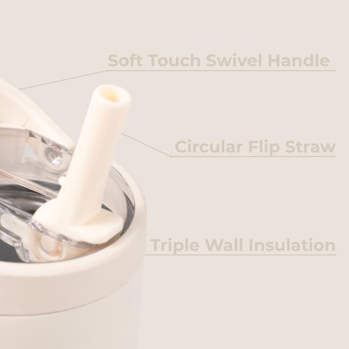 HydroJug Sport - 32oz Stainless Steel Tumbler with Straw | Vacuum Insulated & Leakproof, Ergonomic Design, Cream