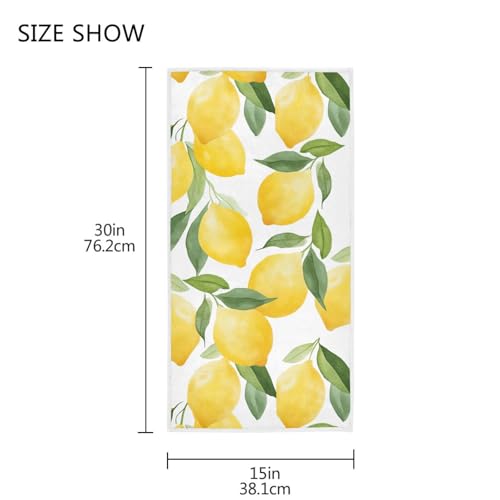 Lemon Print Hand Towel 16x30, Soft Absorbent Kitchen & Bathroom Towel