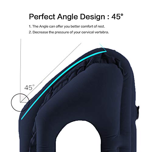 Inflatable Travel Neck Pillow for Airplane Comfort - Blue