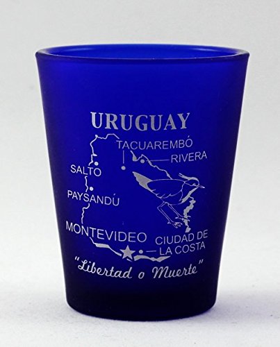 World By Shotglass Uruguay Cobalt Blue Frosted Shot Glass
