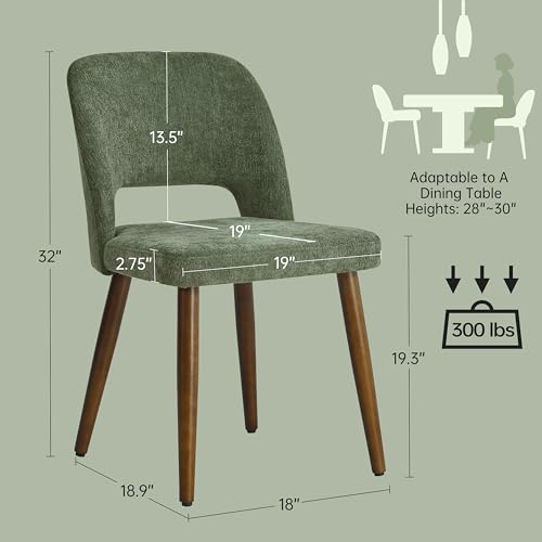 Modern Upholstered Dining Chairs, Set of 4 Green Fabric Chairs