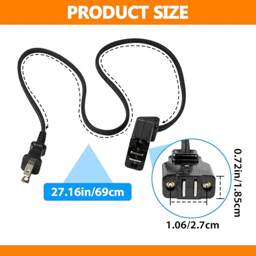 Magnetic Power Cord for Electric Deep Fryers, 120V 15A Replacement Cable