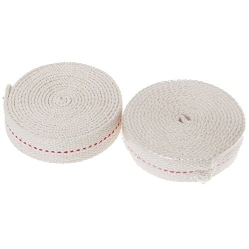 2-Pack Flat Cotton Oil Lamp Wicks - 3/4 Inch x 6.5 Ft Replacement Rolls