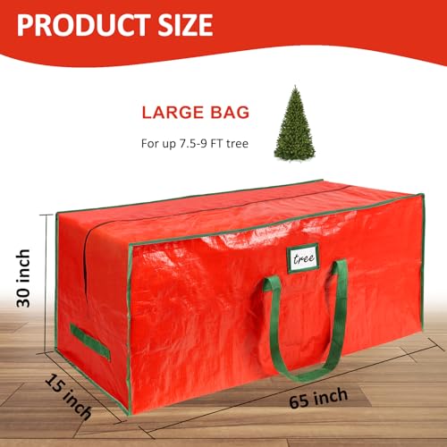 9 Ft Heavy Duty Christmas Tree Storage Bag Waterproof Red with Handles