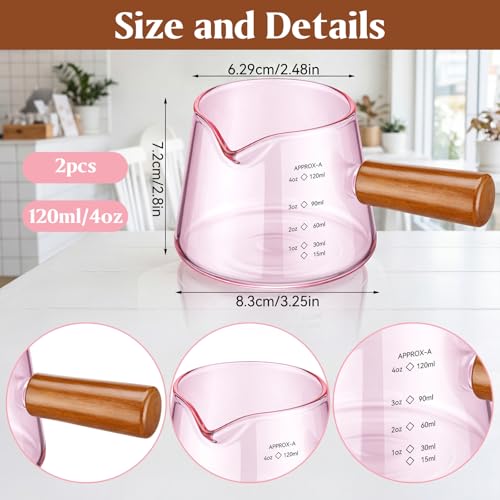Pink 4oz Espresso Cups Set of 2 with V-Shaped Spouts - Willinglong