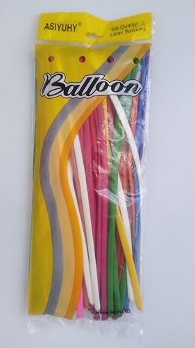 ASIYUHY 260 Long Twisting Animal Balloons 100-Pack Assorted Color Latex Modeling Magic Balloons for Party Decor
