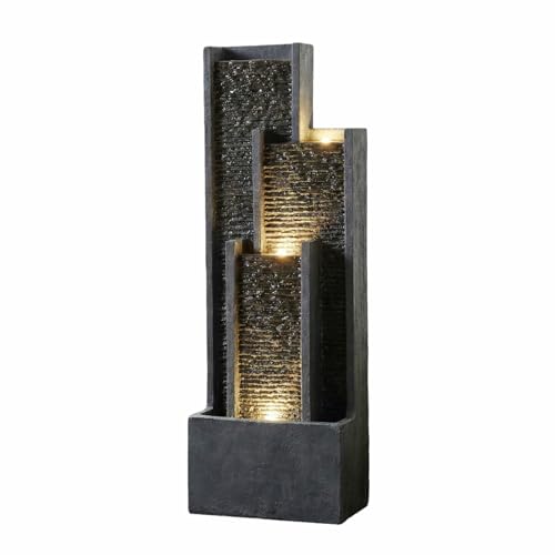 40-Inch Modern Outdoor Water Fountain with LED Lights for Garden & Patio
