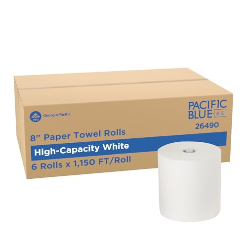 8-Inch High-Capacity Commercial Paper Towel Rolls, White, 1150 ft (6 Rolls)